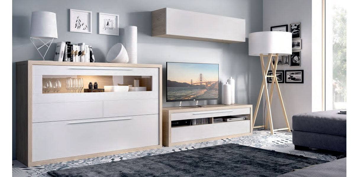 Salón moderno con aparador y mueble TV 286 cm