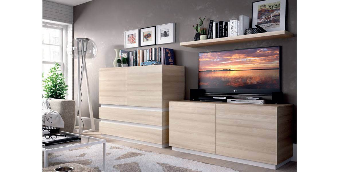 Salón por módulos. 350x162cm. Mueble TV y librería - Artikalia