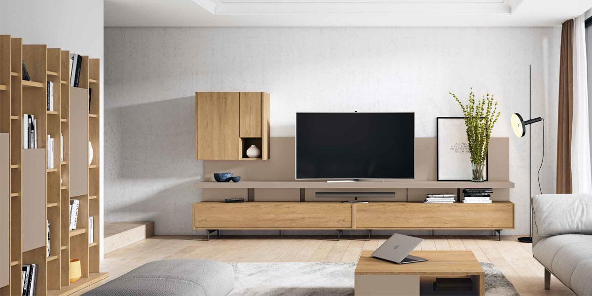 Mueble de salón moderno con bajo tv y módulo terminal (35043