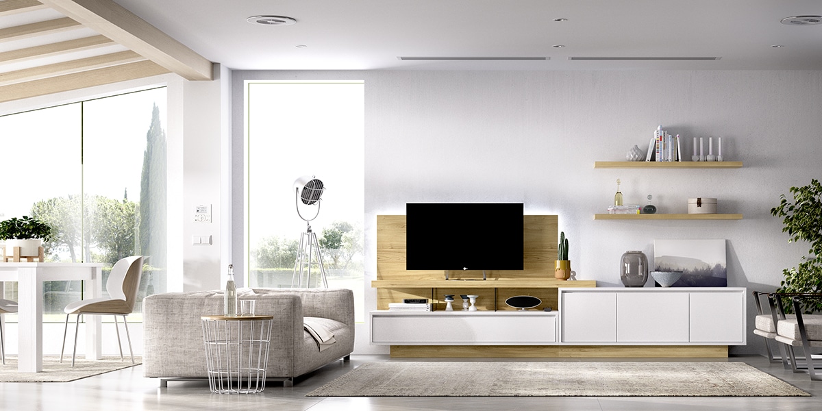Salon modular 300×170 cm. Color blanco poro y milano