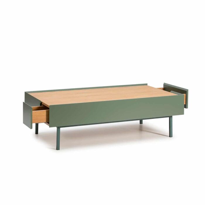 Mesa color madera y verde