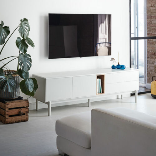 Mueble TV blanco y roble