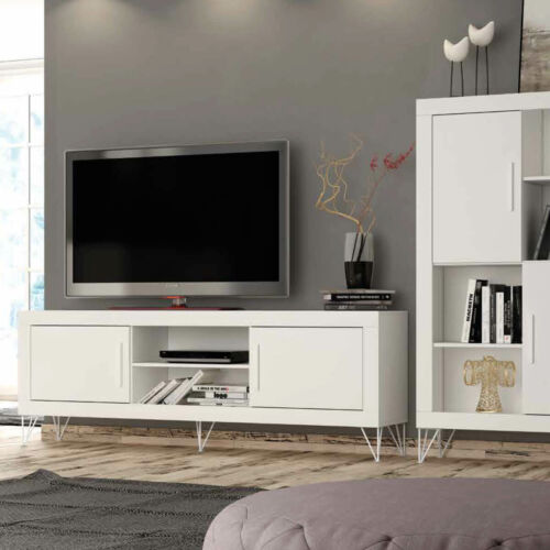 Mueble tv chapa color blanco