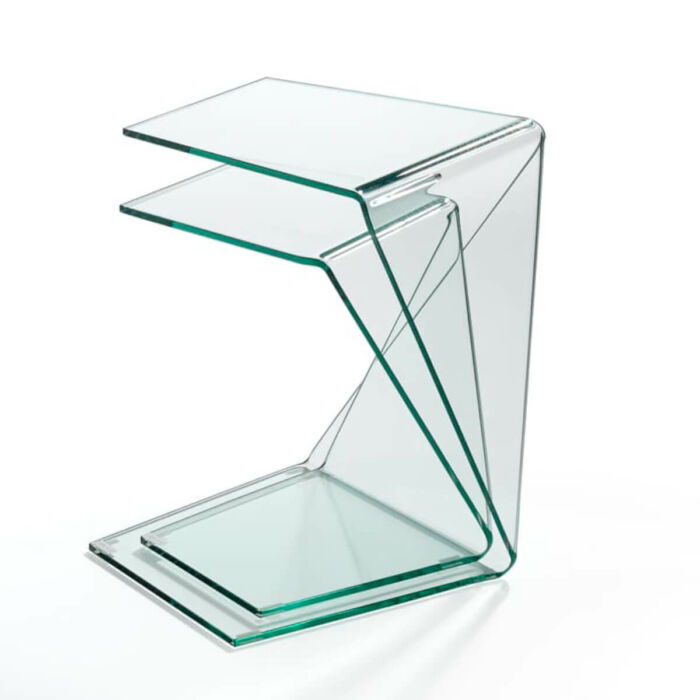 Set dos mesas geometricas cristal