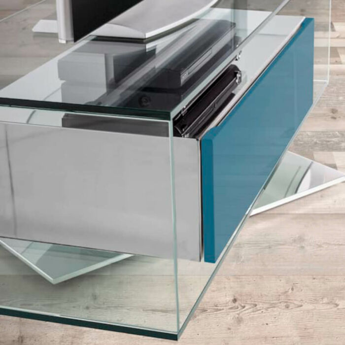 Mueble TV lacado y cristal