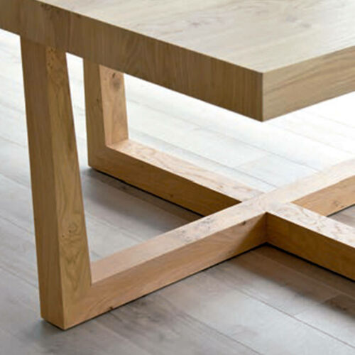 Mesa cuadrada chapa madera natural roble