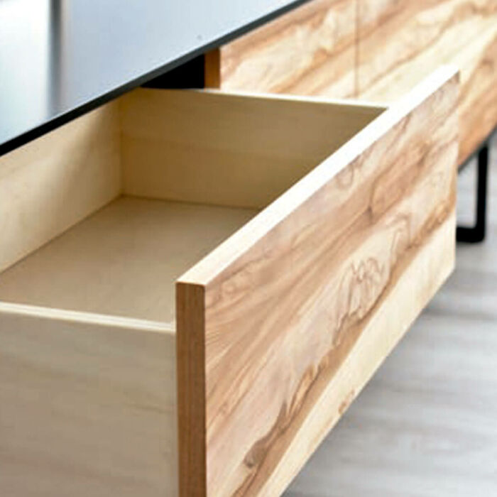 Mueble tv madera natural y metal