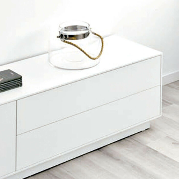 Mueble tv chapa madera natural blanco