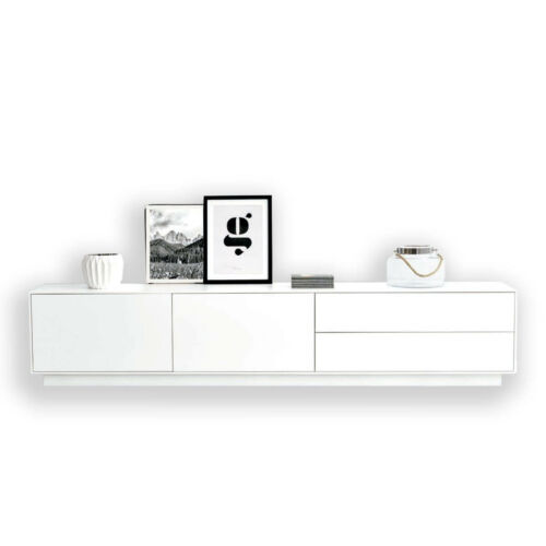 Mueble tv chapa madera natural blanco