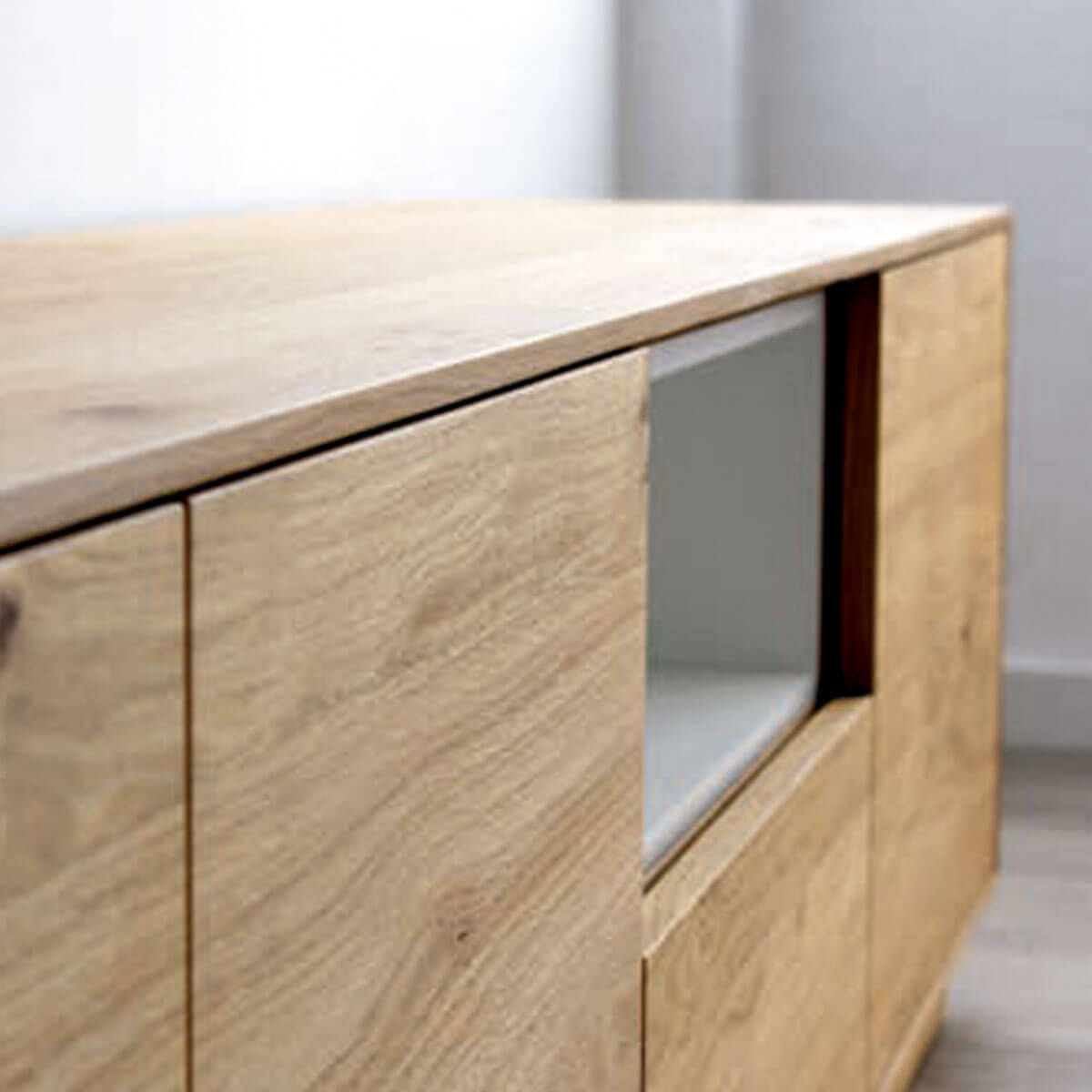 Mueble tv blanco y chapa madera natural - Comprar muebles tv - Artikalia