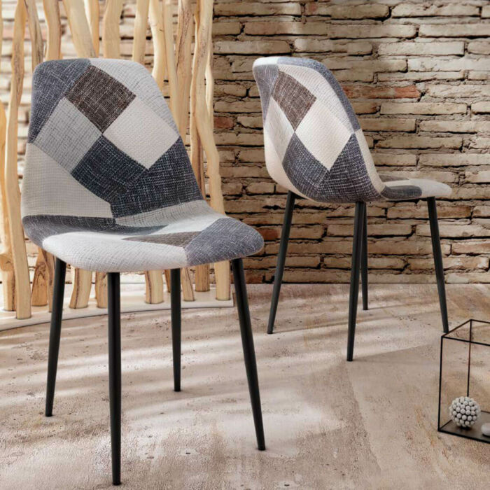 Silla tapizada patchwork nordica