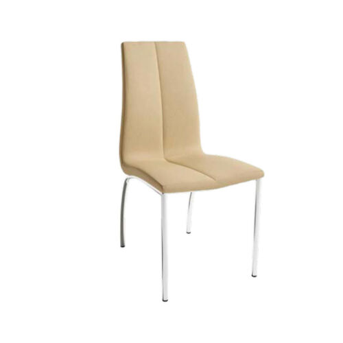 Silla crema patas cromadas