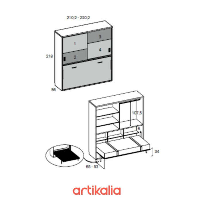 Cama abatible puertas correderas