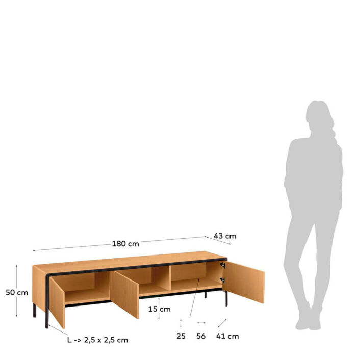 Mueble TV chapa madera roble