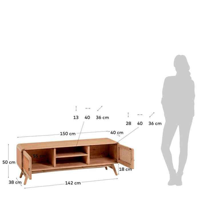 Mueble TV madera y ratan