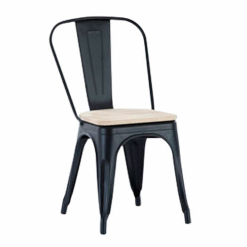 Silla acero negro y madera