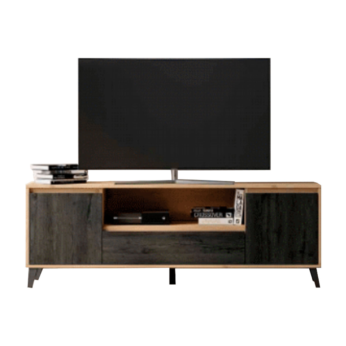 Mueble TV roble pata metálica negra- Comprar mueble TV - Artikalia