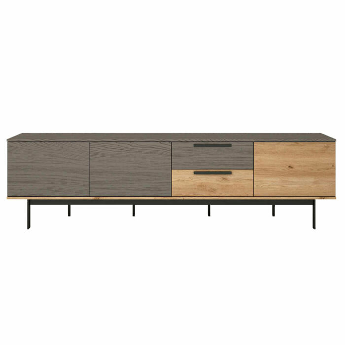 Mueble TV industrial gris y roble