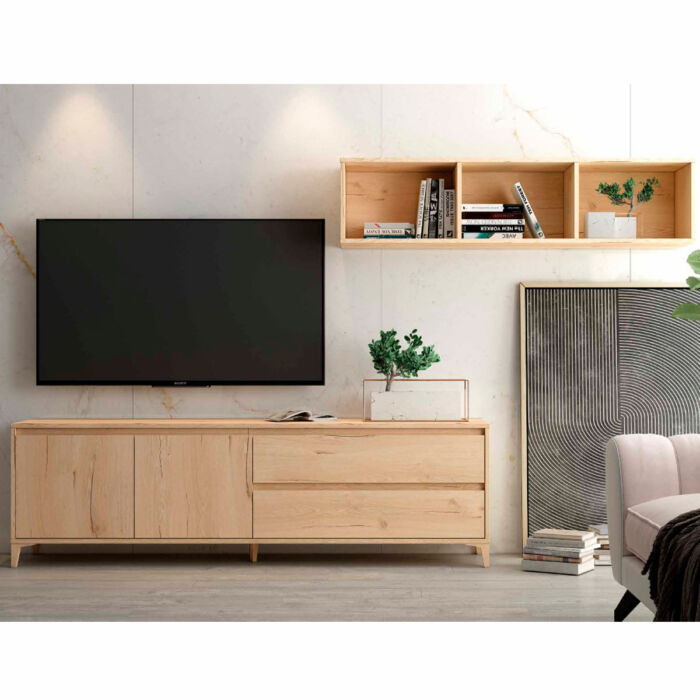 Mueble TV color roble 200cm
