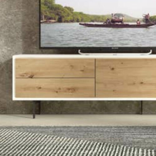 Mueble tv roble rustic y blanco 185cm