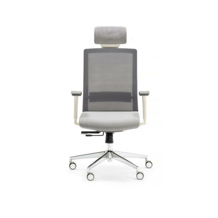 Silla oficina gris y blanca