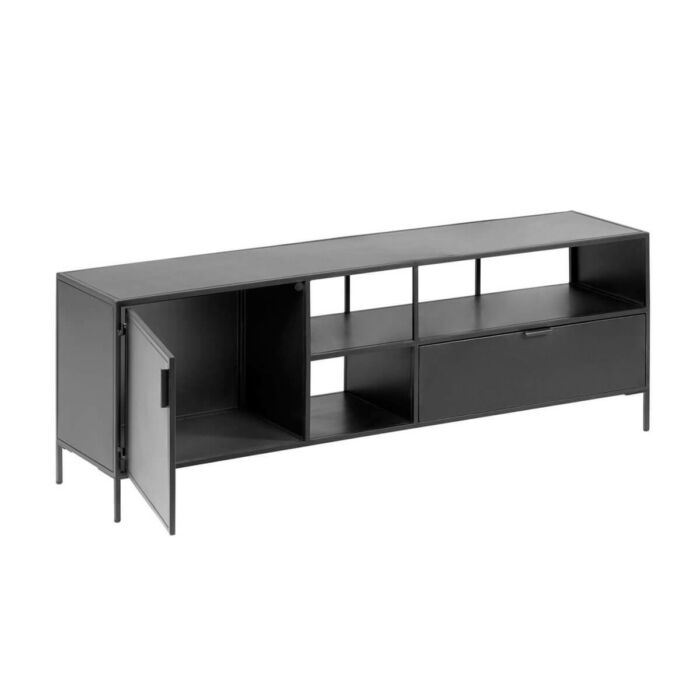 Mueble tv industrial acero negro