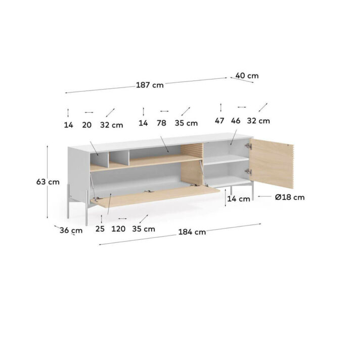 Mueble TV fresno y lacado blanco