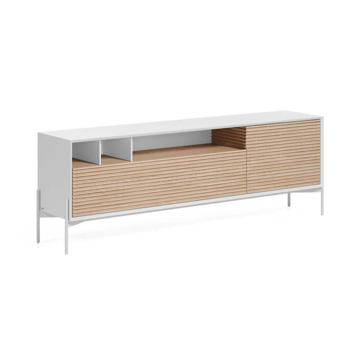 Mueble TV fresno y lacado blanco