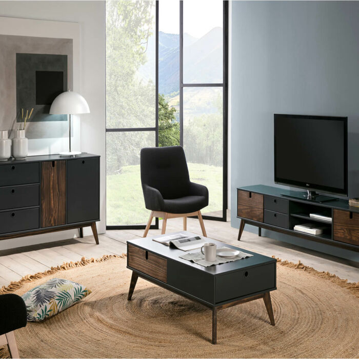 Mueble tv pino y gris 180cm