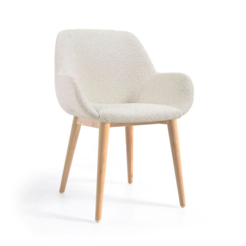 Silla borrego blanco y madera fresno