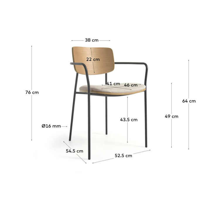 Silla chapa de roble acabado natural y negro