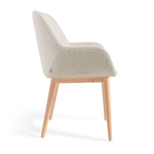 Silla borrego blanco y madera fresno