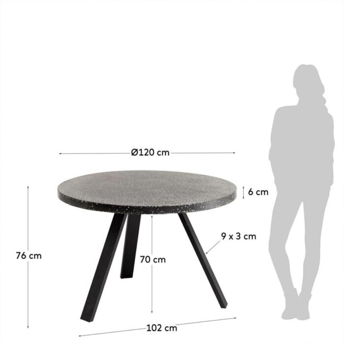 Mesa terrazo y acero negro 120cm