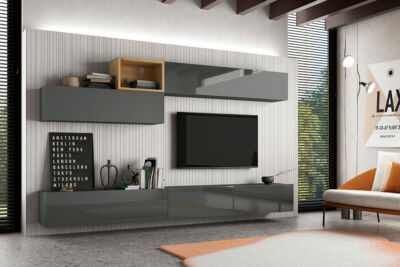 Salón por módulos. 325x180cm. Mueble TV y mueble escritorio - Artikalia