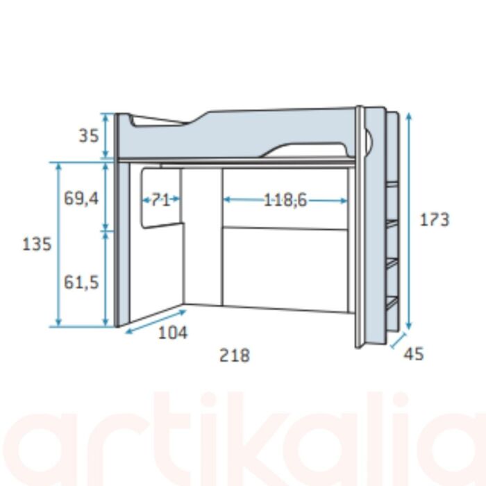 Cama litera con escalera lateral