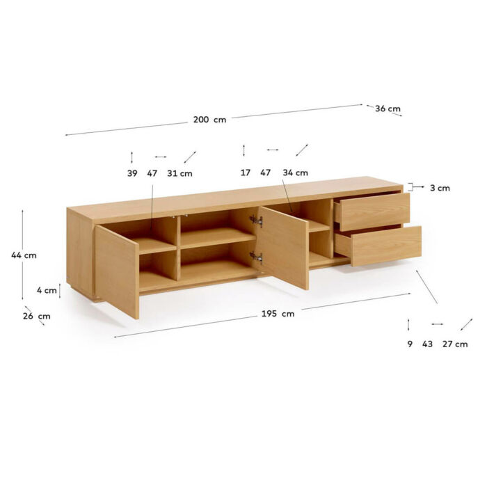 Mueble tv chapa de roble