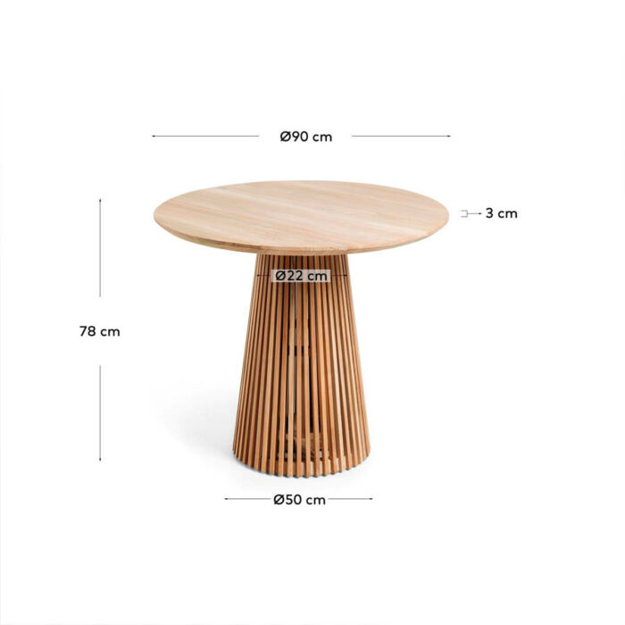 Mesa redonda madera maciza de teca 90cm