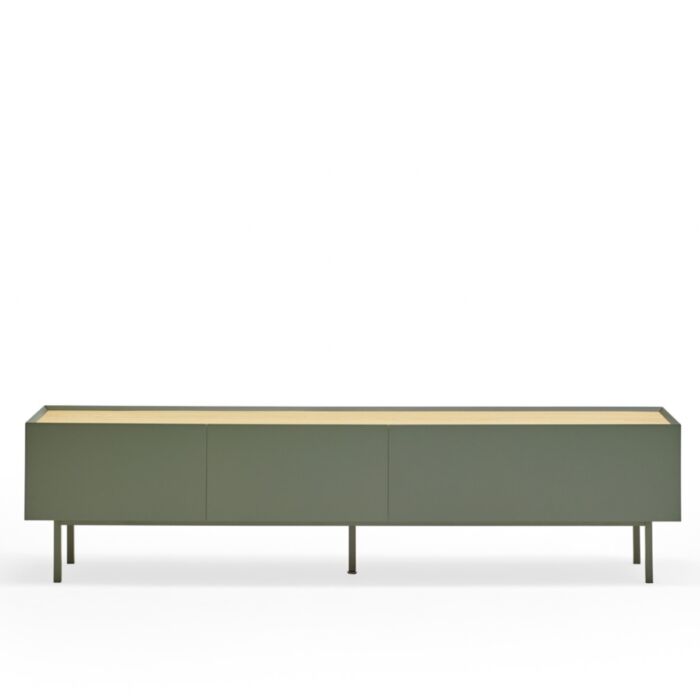 Mueble tv verde y madera