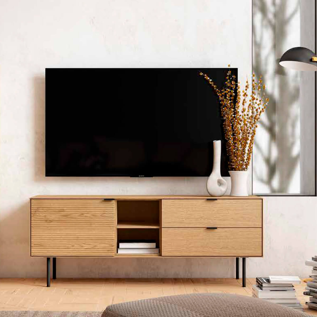 Mueble tv chapa madera roble natural - Comprar muebles tv - Artikalia