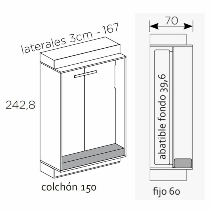 Cama abatible vertical 150 cm