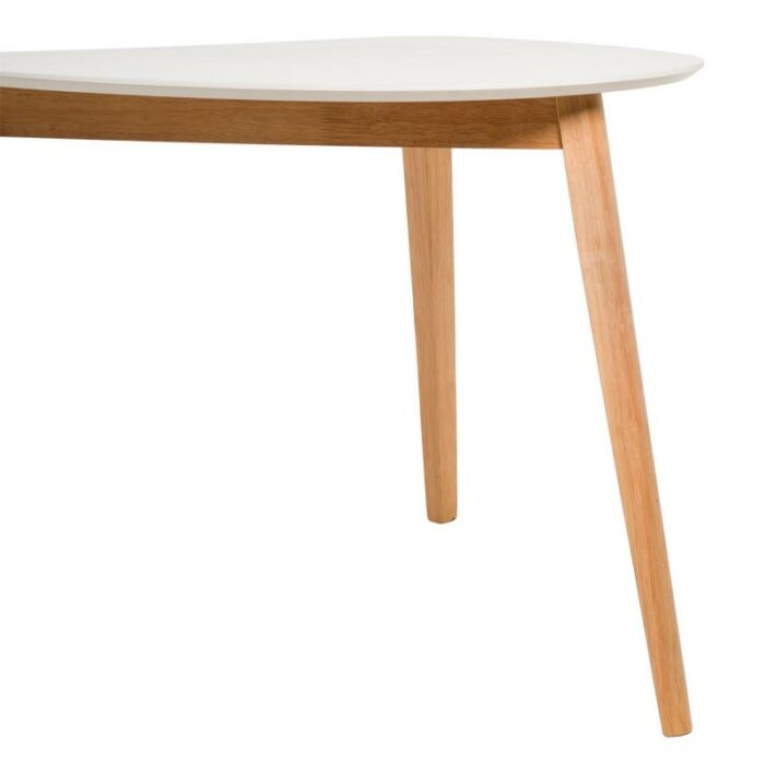 Mesa madera roble tapa asimetrica blanca