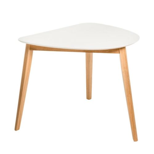 Mesa madera roble tapa asimetrica blanca