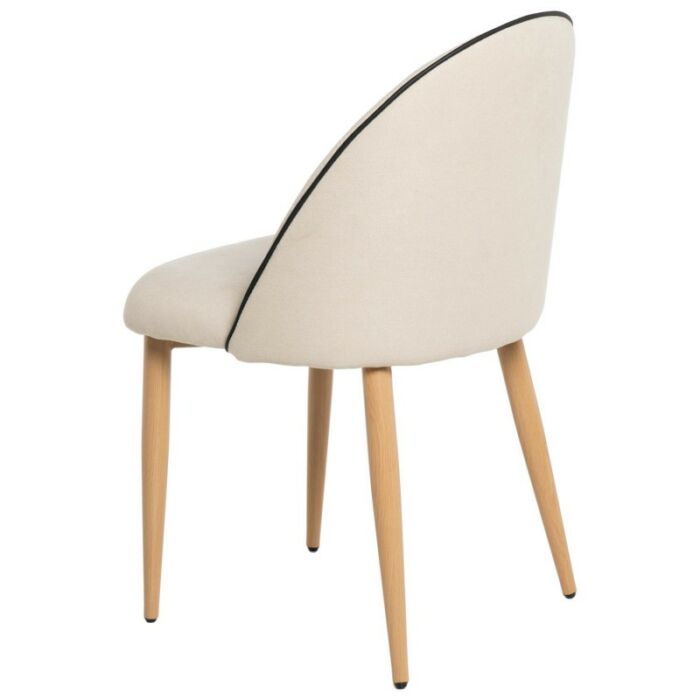 Silla tapizada beige patas metal efecto madera