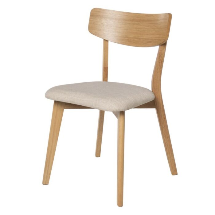 Silla madera roble asiento tapizado