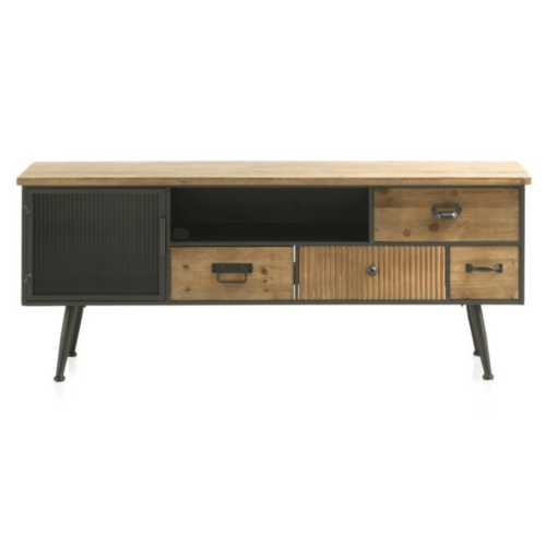 Mueble tv abeto y metal 140cm