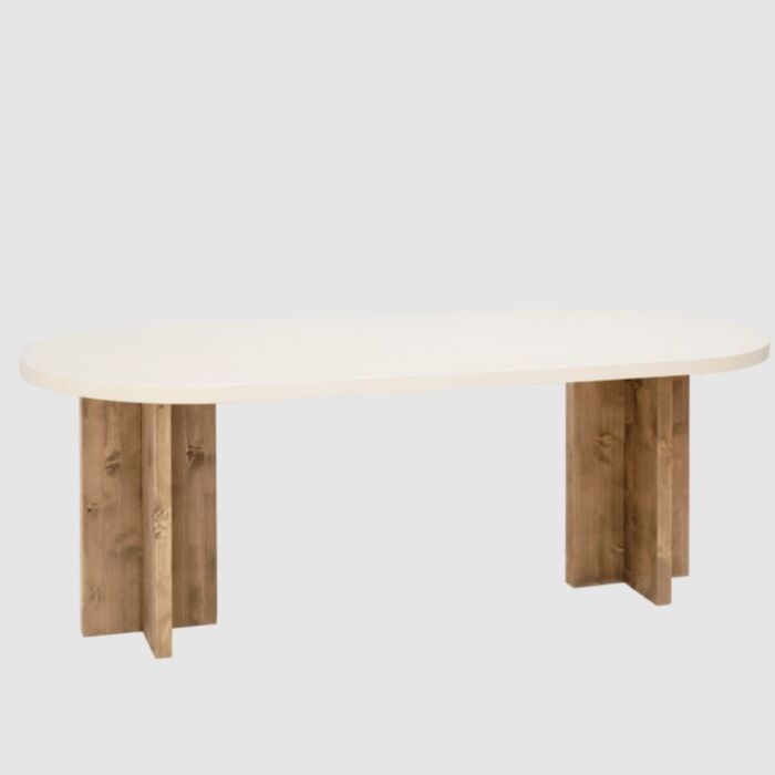Mesa de comedor ovalada de microcemento 160cm