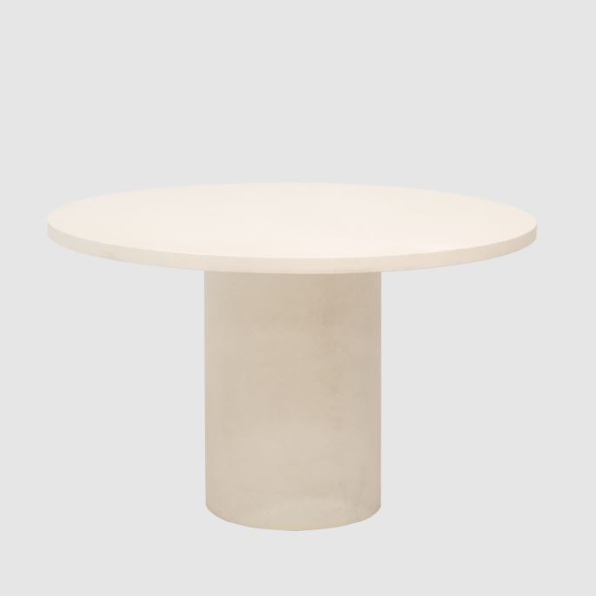 Mesa comedor redonda de microcemento blanco roto 100cm