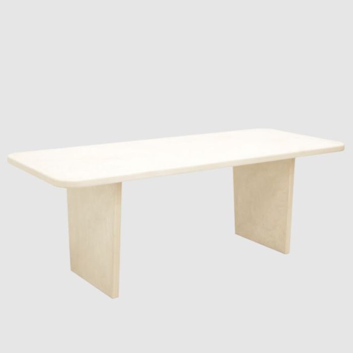Mesa comedor de microcemento tono blanco. Mesa LOLA.