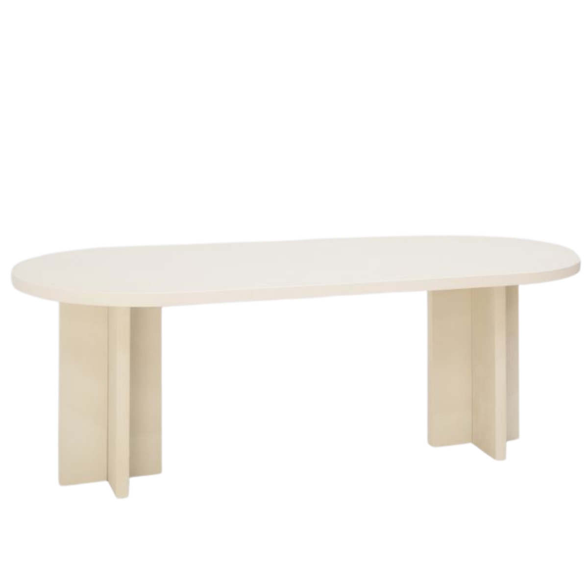 Mesa comedor ovalada de microcemento blanco 160cm