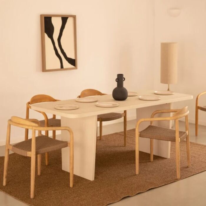 Mesa comedor de microcemento tono blanco. Mesa LOLA. - Imagen 2